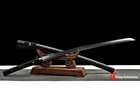 All Black Functional Sharp Japanese Samurai Katana Sword Damascus Folded Steel