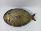 Vintage Brass Covered Fish Serving Platter Mid Century Modern Mcm