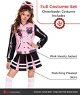 Kids Zombie Cheerleader Costume Pink Undead Girl Scary Halloween Outfit 7-14 Yrs