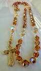 Swarovski Rosary Beads  Topaz  Gold Elements  Baptism  Easter Gift  Communion