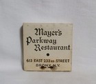 Vintage Mayer s Parkway Restaurant Full Feature Matchbook Bronx Ny Advertising