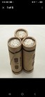 Silver Barber Dime Showing On Vintage  Old Wheat Penny Window Roll Us