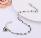 Silver Filigree Heart Charm Anklet Daisy Flower Ankle Bracelet Valentines Day