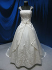 1950s Satin Wedding Dresses Spaghetti Straps Embroidery Sweep Train Bridal Gown