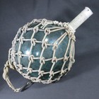 Japanese Vintage Rare Hand Blown Blue Glass Fishing Float With Handle 12 