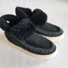 New Movie s Black Fur-lined Slip-on Boots Booties Shoes Size 6