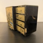 Vintage Japanese Lacquer Jewelry Box Geisha Mirror - Music Box Not Working