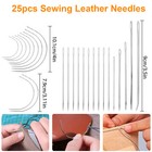 48pcs Leather Waxed Thread Stitching Needles Awl Hand Kit For Diy Sewing Craft