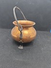 Vintage Hammered Copper Cauldron Pot Footed Made In Germany Wrought Iron Handle
