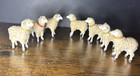 Lot Of 7 German Putz Wooly Stick Leg Sheep Antique Christmas 2    Tall