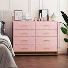 8 Drawers Dresser For Bedroom Modern Wood Chests Of Drawers Storage Cabinet Pink