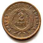 1864 Two 2 Cent Piece Full Rim Nice Date Coin Is Aligned
