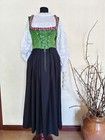 Vintage Bavarian Long Austrian Sleeveless Dress With Pockets Dirndl Size 44