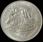 1980 Silver Venezuela 75 Bolivares Sucre Death Sesquicentennial Mint State Coin