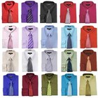Men s Dress Cotton-blend Shirts W  Matching  random Design  Tie Set -pink
