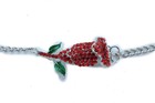 Women 2pcs Silver Metal Boot Chain Bracelet Shoe Anklet Red Bling Flower Charm