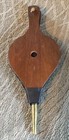 Vintage  Fireplace Bellow wood  Leather  Brass 3d Brass Galleon Ship mid Century