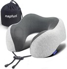 Adult Grey Memory Foam Travel Neck Pillow With Chin Support   Carry Bag