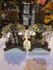 Antique Candle Holder Hollywood Regency Style Ornate Gold Cast Brass