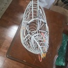 Vintage Whit Paint Coated Wire Chicken-shaped Egg Basket With Two Handles