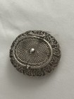 Vintage Silver-tone Filigree Hinged Pill Box   Trinket Case