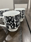 Holt Howard Pedestal Vtg Coffee 5 Mugs Black White Mod Retro 7848 Abstract 1966