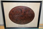 Antique Red And Black Lacquer Oval Panel Probably Thai  