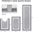 New-bathroom Rug Mat Set 3 Piece  Microfiber Shaggy Bath Set  Non-slip Ul