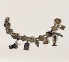 Amazing Antique Chinese Import Silver Movable Charm Bracelet Abacus Buddha Fish