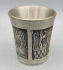 Vintage Rein Zinn Bleifrei Germany Pewter Embossed Shot Glass