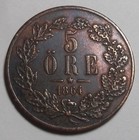 1 - 1864  - 5 Ore -  Sweden - Carl Xv  - Nice Iridescence