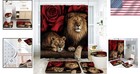 Lion Shower Curtain Set With Hooks - Complete Decor