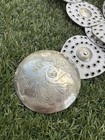 Vintage  Moroccan Leather Belt White  Medallion Etched Metal Concho 40    Long