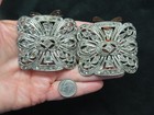 Vintage Sophisticated Pot Metal Art Deco Rhinestone Metal Shoe Clips