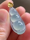 18k Yellow Gold Grade A Icy  Jadeite Natural Jade Pendant Fudou 1019