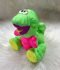 Vintage 1992 Fisher Price Puffalump Nylon Neon Green And Pink Dinosaurs Plush 