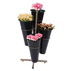 Flower Display Stand With 4  Flower Buckets Metal Plant Stand With Wheels