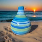 Burton   Burton Bud Vase Striped Blue Green Turquoise Coastal Aquatic Theme Rare