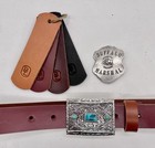 Sterling Silver Turquoise Buckle Bonfe Leather Handmade Western Americana