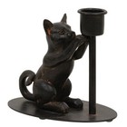 New Metal Black Cat Taper Candle Holder 5 l X 4 25 h X 3 d  Rustic Farmhouse