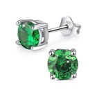 925 Sterling Silver Emerald  Sapphire And Ruby 6mm Round Cut Stud Earrings