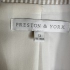 Preston   York Blazer Womens 12 Beige White Striped Single Button Career Jacket