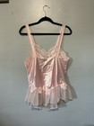Beth Michaels Pink Lace Trim Camisole Lingerie Top Size L Polyester