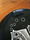 Signed Rare Footed Nekrassoff Mid-century Copper Enamel Pedestal Bowl Fish Motif