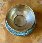 Old Persian Middle Eastern Brass Bowl   Plate W mosaic Firoozeh Forouzeh Koobi