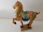 Vintage Chinese Sancai Tang Dynasty Tri-color Ceramic War Horse Statue 8x8