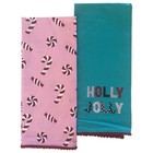Merry Christmas Holly Jolly Kitchen Towel Set  2 Cotton Dish Towels