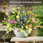 12 Bundles Artificial Outdoor Flowers Lifelike Uv Resistant Fake Hanging Plants
