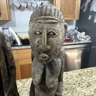 Antique Pair African Tribal Carved Wood Figures - 19    Tall Man women Cpix