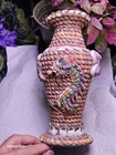 Antique vtg  Folk Art Dragon Shell 9  Vase C 1900 s Gorgeous Decor 